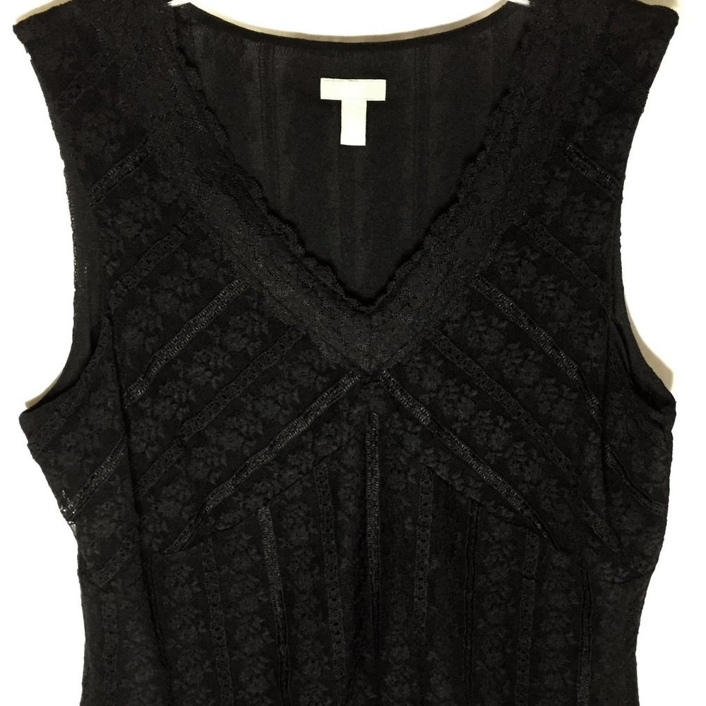 J. Jill - Stretch Lace Top. Color: Black, Size: L